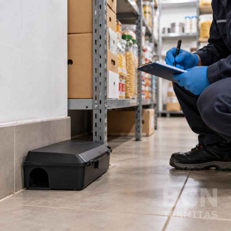 Estacion de Cebo en Almacen de Alimentos Barcelona Termitas